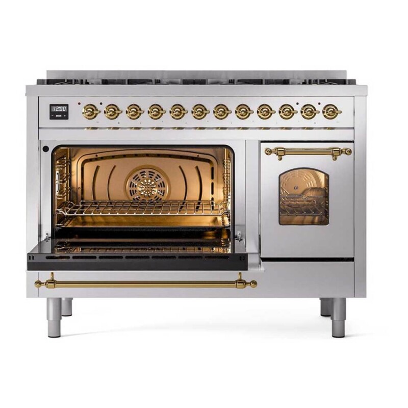 Nostalgie II 48 inch Dual Fuel Range with 8 Total Black Sealed Burners, Trim UP488NMPSSGLP