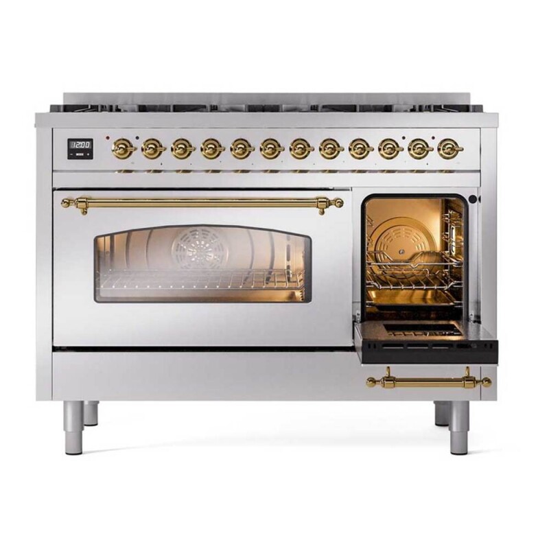 Nostalgie II 48 inch Dual Fuel Range with 8 Total Black Sealed Burners, Trim UP488NMPSSGLP