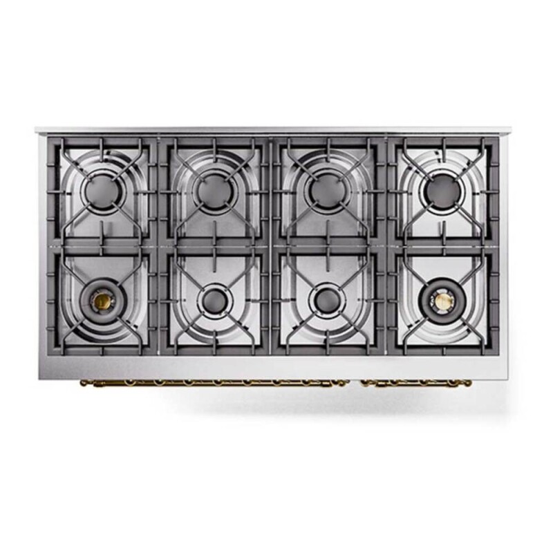 Nostalgie II 48 inch Dual Fuel Range with 8 Total Black Sealed Burners, Trim UP488NMPSSGLP