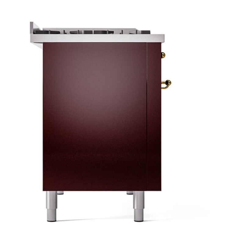 Nostalgie II 48 UP48FNMPBUG Freestanding Dual Fuel Range with 8 Sealed Burners with Griddle Double Oven with Triple Glass Door with Brass knobs UP48FNMPBUG