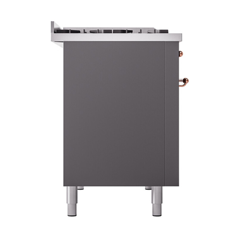 Nostalgie II 48 UP48FNMPMGP Freestanding Dual Fuel Range with 8 Sealed Burners with Griddle Double Oven with Triple Glass Door with Copper knobs UP48FNMPMGP