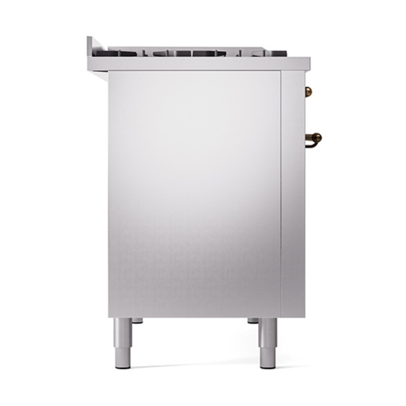 Nostalgie II 48 UP48FNMPSSB Freestanding Dual Fuel Range with 8 Sealed Burners with Griddle Double Oven with Triple Glass Door with Bronze knobs UP48FNMPSSBLP