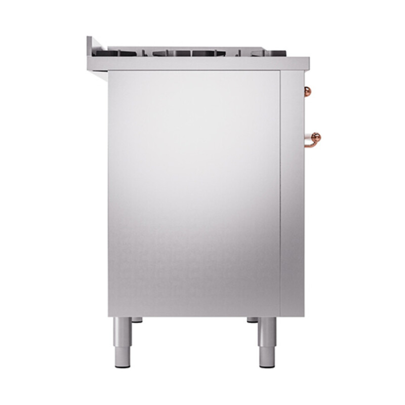 Nostalgie II 48 UP48FNMPSSP Freestanding Dual Fuel Range with 8 Sealed Burners with Griddle Double Oven with Triple Glass Door with Copper knobs UP48FNMPSSPLP