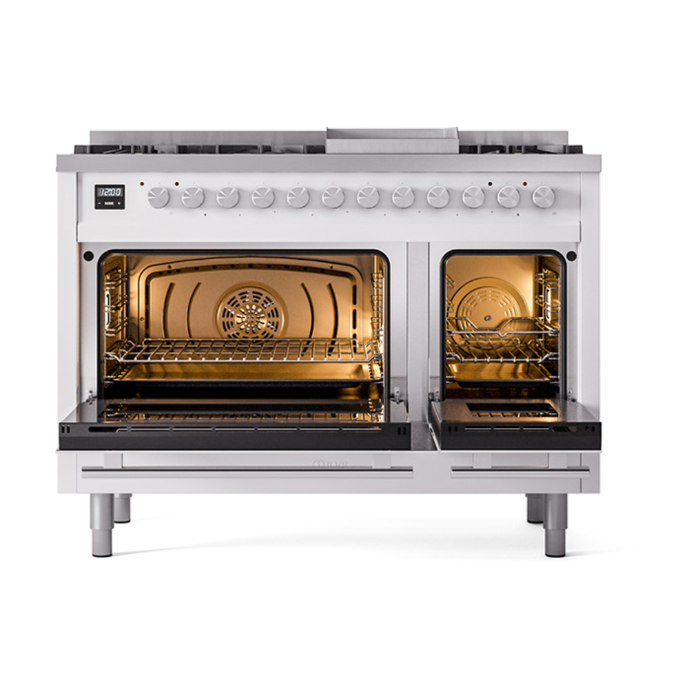 Professional Plus II 48 UP48FQMPRA Freestanding Dual Fuel Range with 8 Sealed Burners with Griddle Double Oven with Solid Door with Stainless Steel knobs UP48FQMPRA