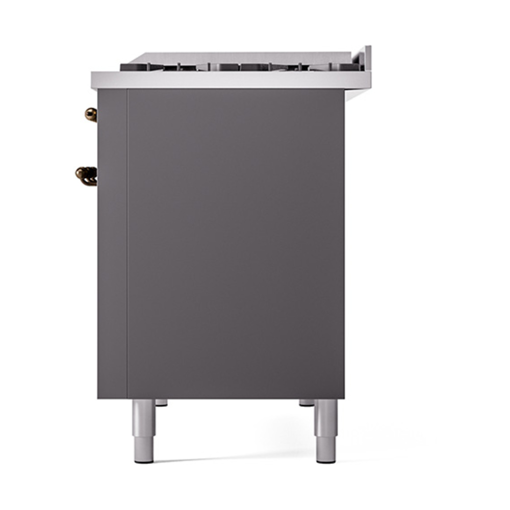 Nostalgie II 48 UP48FQNMPMGB Freestanding Dual Fuel Range with 8 Sealed Burners with Griddle Double Oven with Solid Door with Bronze knobs UP48FQNMPMGB