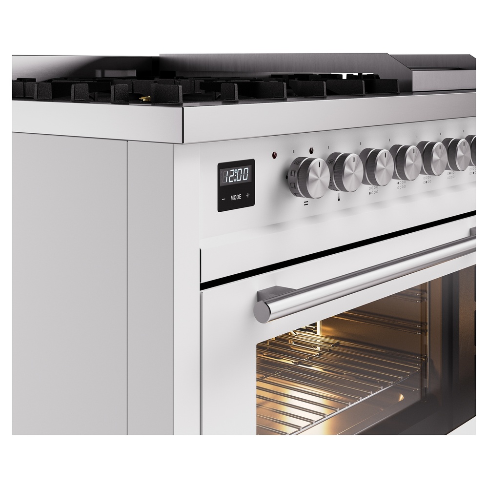 Professional Plus II 48 UP48FWMPWH Freestanding Dual Fuel Range with 8 Sealed Burners with Griddle Double Oven with Triple Glass Door with Stainless Steel knobs UP48FWMPWHLP