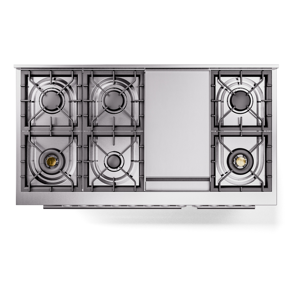 Professional Plus II 48 UP48FWMPWH Freestanding Dual Fuel Range with 8 Sealed Burners with Griddle Double Oven with Triple Glass Door with Stainless Steel knobs UP48FWMPWHLP