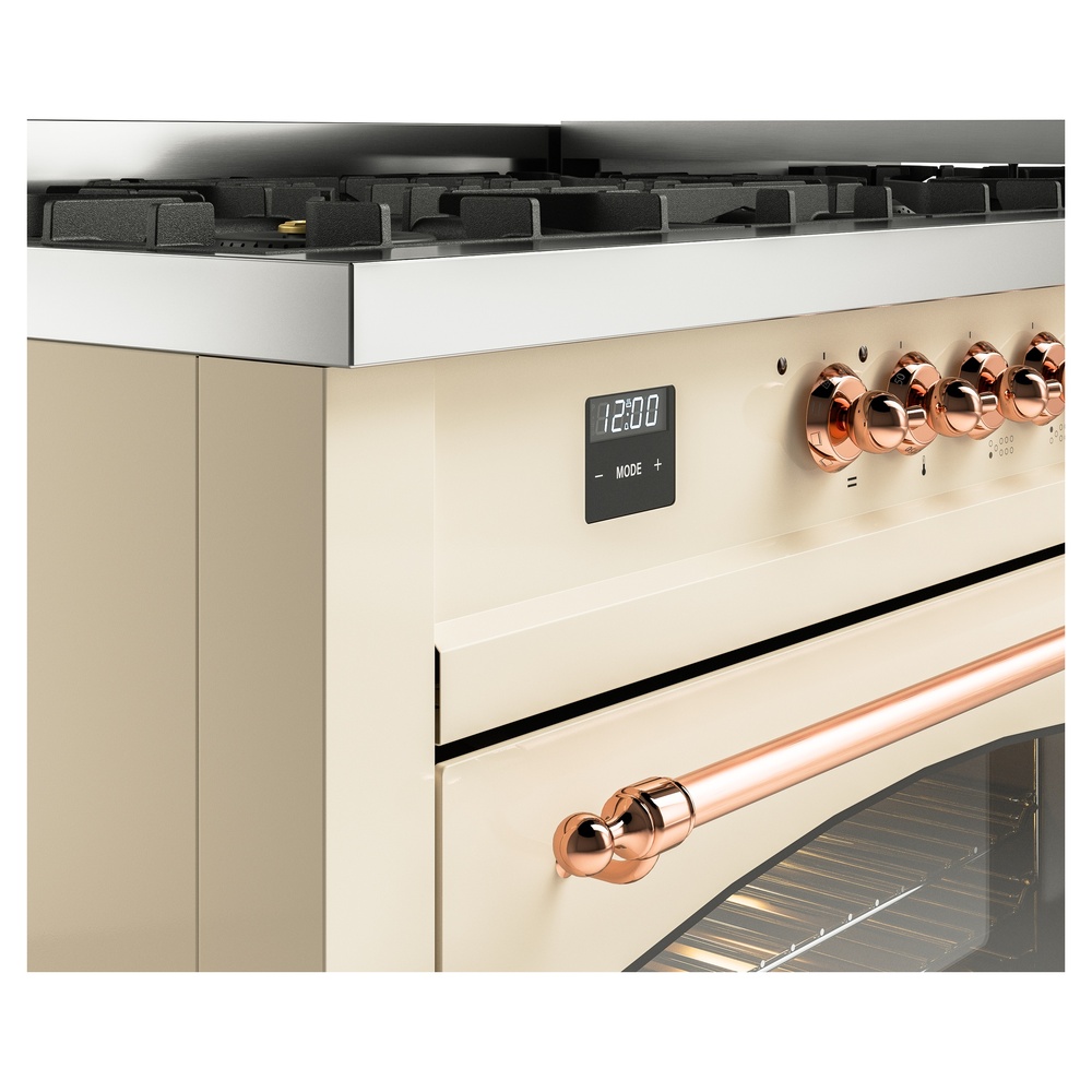 Nostalgie II 60 UP60FNMPAWP Freestanding Dual Fuel Range with 9 Sealed Burners with Griddle Double Oven with Triple Glass Door with Copper knobs UP60FNMPAWPLP