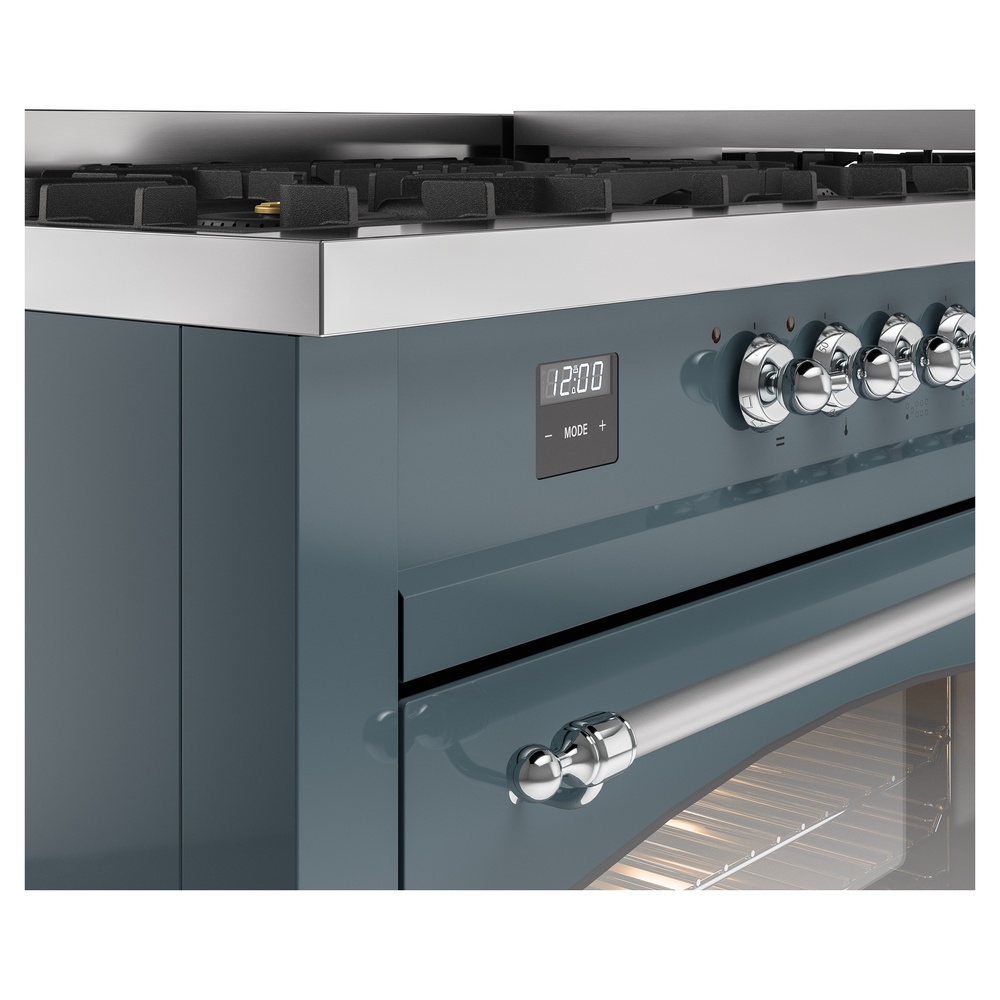 Nostalgie II 60 UP60FNMPBGC Freestanding Dual Fuel Range with 9 Sealed Burners with Griddle Double Oven with Triple Glass Door with Chrome knobs UP60FNMPBGCLP