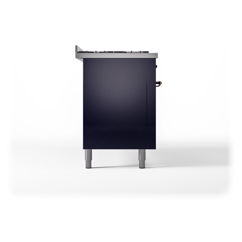 Nostalgie II 60 UP60FNMPMBB Freestanding Dual Fuel Range with 9 Sealed Burners with Griddle Double Oven with Triple Glass Door with Bronze knobs UP60FNMPMBB
