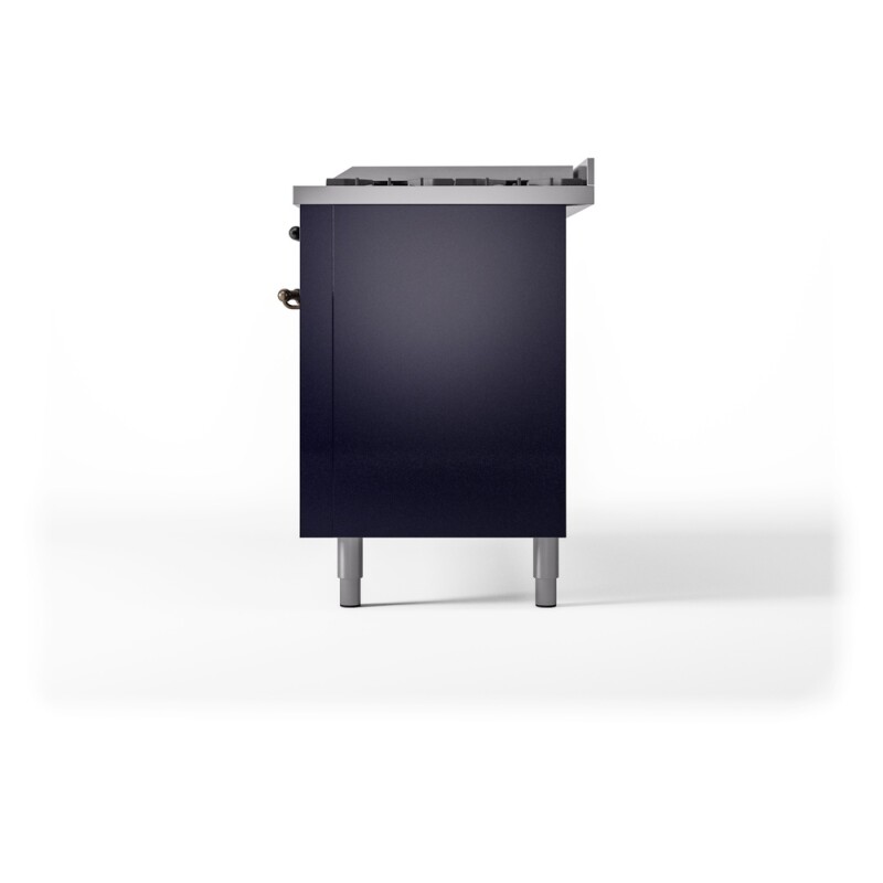 Nostalgie II 60 UP60FNMPMBB Freestanding Dual Fuel Range with 9 Sealed Burners with Griddle Double Oven with Triple Glass Door with Bronze knobs UP60FNMPMBB