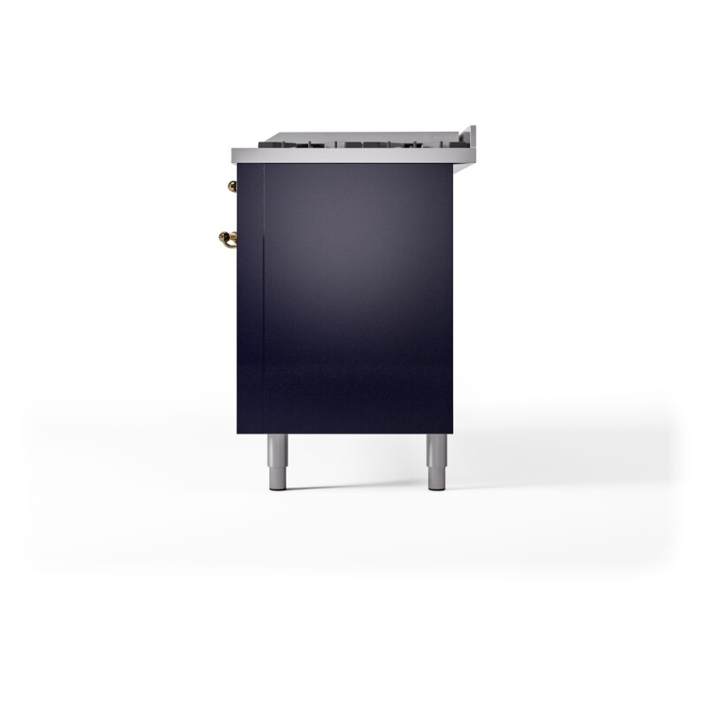 Nostalgie II 60 UP60FNMPMBG Freestanding Dual Fuel Range with 9 Sealed Burners with Griddle Double Oven with Triple Glass Door with Brass knobs UP60FNMPMBG