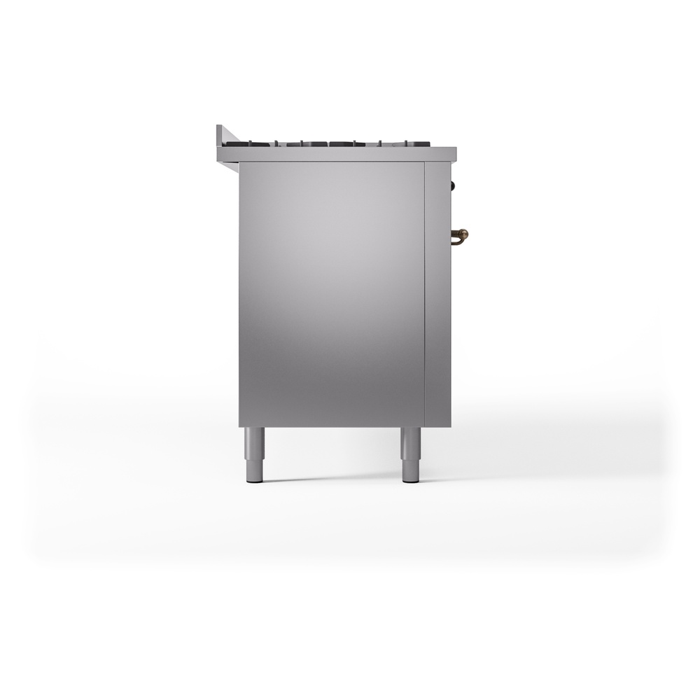 Nostalgie II 60 UP60FNMPSSB Freestanding Dual Fuel Range with 9 Sealed Burners with Griddle Double Oven with Triple Glass Door with Bronze knobs UP60FNMPSSB