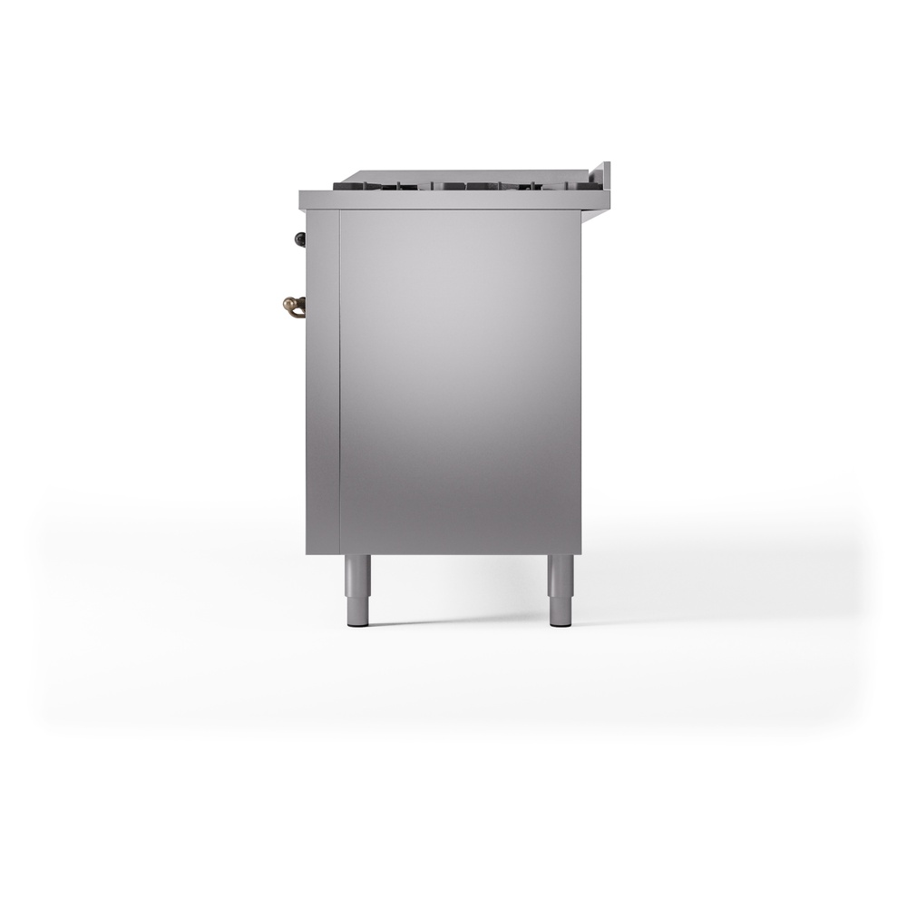 Nostalgie II 60 UP60FNMPSSB Freestanding Dual Fuel Range with 9 Sealed Burners with Griddle Double Oven with Triple Glass Door with Bronze knobs UP60FNMPSSB