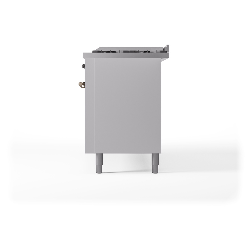Nostalgie II 60 UP60FNMPWHB Freestanding Dual Fuel Range with 9 Sealed Burners with Griddle Double Oven with Triple Glass Door with Bronze knobs UP60FNMPWHBLP
