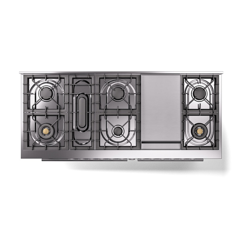 Professional Plus II 60 UP60FQMPWH Freestanding Dual Fuel Range with 9 Sealed Burners with Griddle Double Oven with Solid Door with Stainless Steel knobs UP60FQMPWHLP