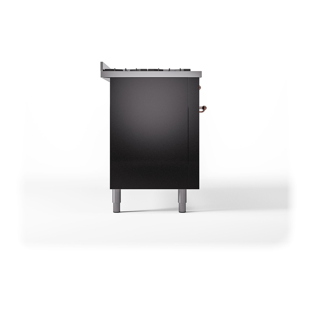 Nostalgie II 60 UP60FQNMPBKP Freestanding Dual Fuel Range with 9 Sealed Burners with Griddle Double Oven with Solid Door with Copper knobs UP60FQNMPBKPLP
