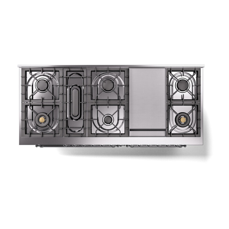 Nostalgie II 60 UP60FQNMPEGC Freestanding Dual Fuel Range with 9 Sealed Burners with Griddle Double Oven with Solid Door with Chrome knobs UP60FQNMPEGC