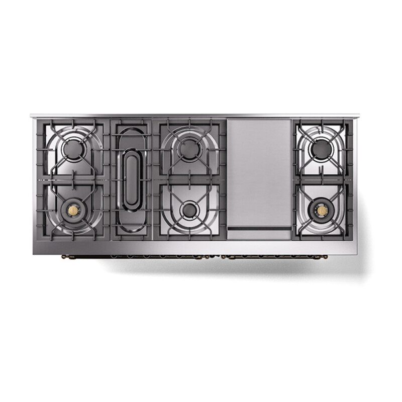 Nostalgie II 60 UP60FQNMPMGB Freestanding Dual Fuel Range with 9 Sealed Burners with Griddle Double Oven with Solid Door with Bronze knobs UP60FQNMPMGBLP