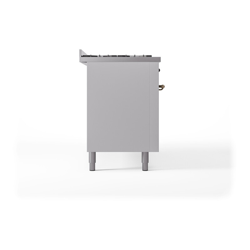 Nostalgie II 60 UP60FQNMPWHB Freestanding Dual Fuel Range with 9 Sealed Burners with Griddle Double Oven with Solid Door with Bronze knobs UP60FQNMPWHBLP
