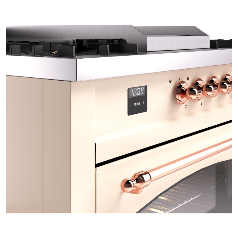 Nostalgie II 60 UP60FSNMPAWP Freestanding Dual Fuel Range with 7 Sealed Burners with Griddle and French Top Double Oven with Triple Glass Door with Copper knobs UP60FSNMPAWPLP
