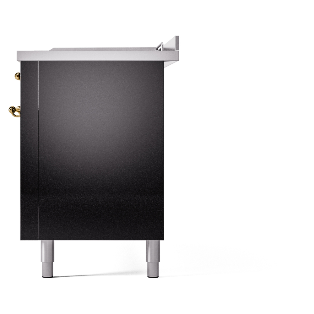 Nostalgie II 60 UP60FSNMPBKG Freestanding Dual Fuel Range with 7 Sealed Burners with Griddle and French Top Double Oven with Triple Glass Door with Brass knobs UP60FSNMPBKGLP