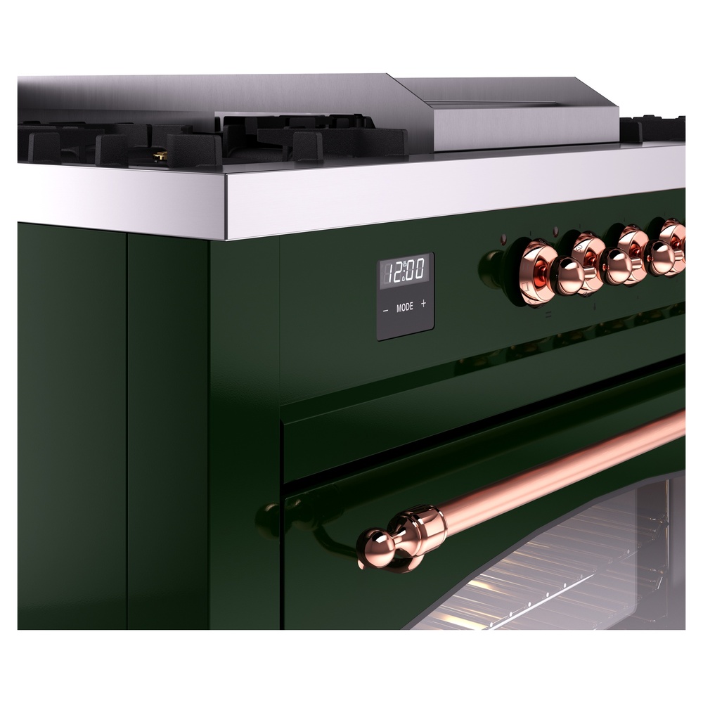 Nostalgie II 60 UP60FSNMPEGP Freestanding Dual Fuel Range with 7 Sealed Burners with Griddle and French Top Double Oven with Triple Glass Door with Copper knobs UP60FSNMPEGPLP