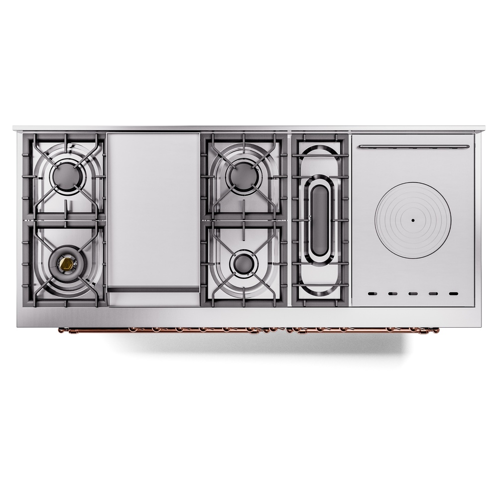 Nostalgie II 60 UP60FSNMPEGP Freestanding Dual Fuel Range with 7 Sealed Burners with Griddle and French Top Double Oven with Triple Glass Door with Copper knobs UP60FSNMPEGPLP