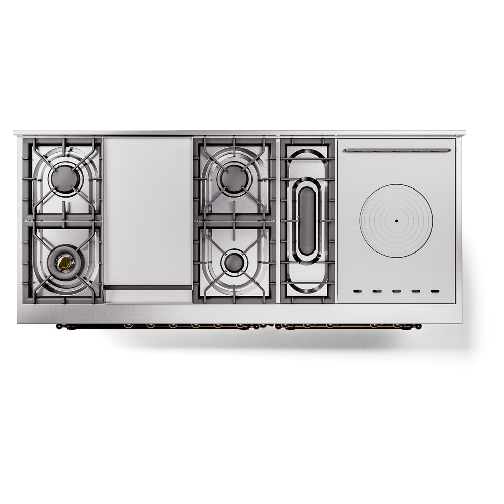 Nostalgie II 60 UP60FSNMPMBB Freestanding Dual Fuel Range with 7 Sealed Burners with Griddle and French Top Double Oven with Triple Glass Door with Bronze knobs UP60FSNMPMBBLP