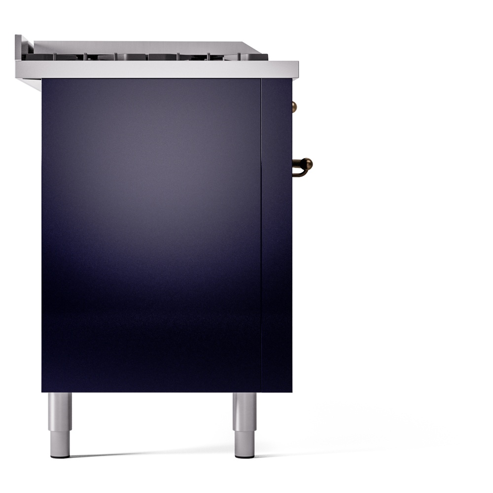 Nostalgie II 60 UP60FSNMPMBB Freestanding Dual Fuel Range with 7 Sealed Burners with Griddle and French Top Double Oven with Triple Glass Door with Bronze knobs UP60FSNMPMBBLP