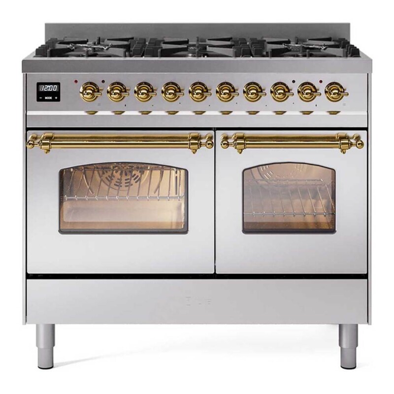 Nostalgie II 40 inch Dual Fuel Range with 6 Total Black Burners, Trim UPD406NMPSSGLP