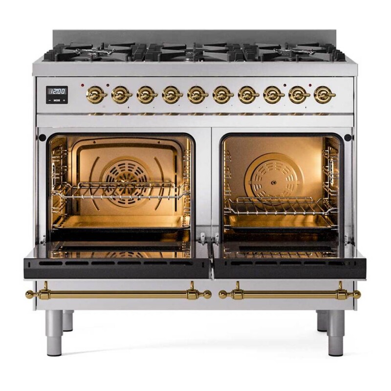 Nostalgie II 40 inch Dual Fuel Range with 6 Total Black Burners, Trim UPD406NMPSSGLP
