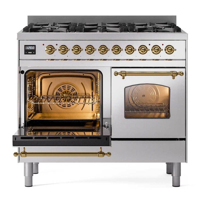 Nostalgie II 40 inch Dual Fuel Range with 6 Total Black Burners, Trim UPD406NMPSSGLP