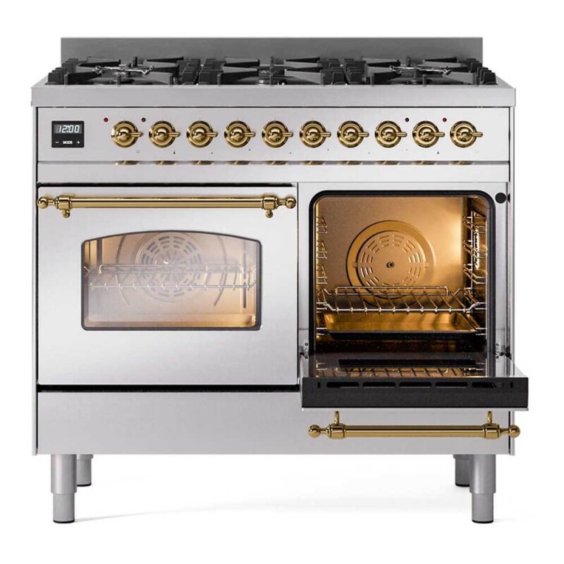 Nostalgie II 40 inch Dual Fuel Range with 6 Total Black Burners, Trim UPD406NMPSSGLP