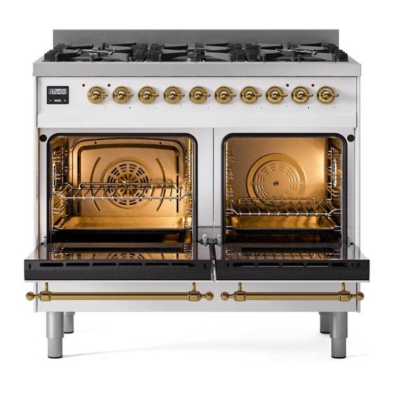 Nostalgie II 40 inch Dual Fuel Range with 6 Total Black Burners, Trim UPD406NMPWHG