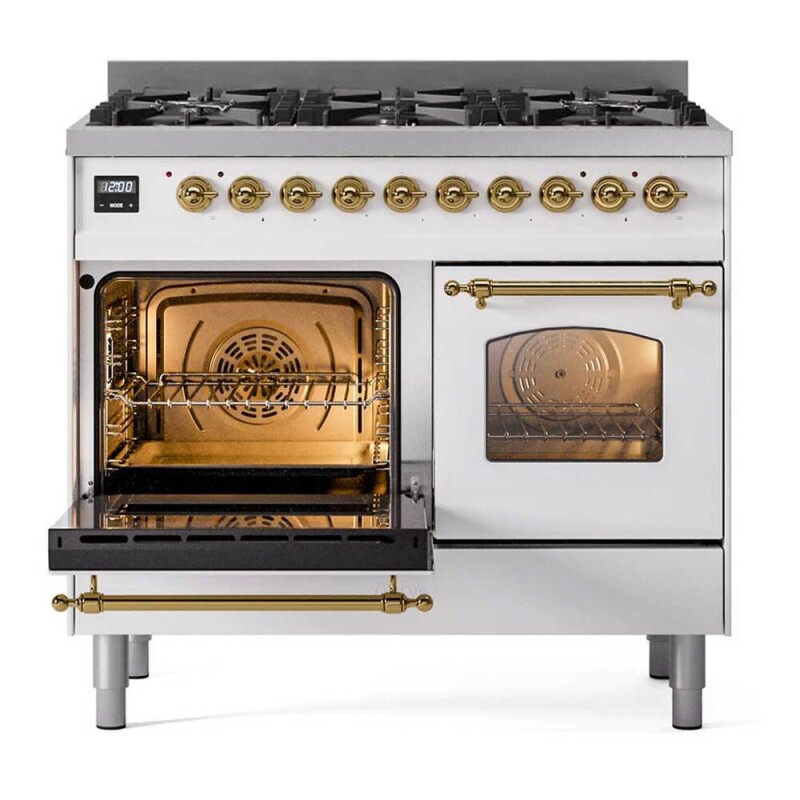 Nostalgie II 40 inch Dual Fuel Range with 6 Total Black Burners, Trim UPD406NMPWHG