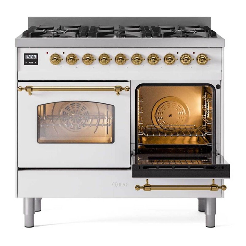 Nostalgie II 40 inch Dual Fuel Range with 6 Total Black Burners, Trim UPD406NMPWHG