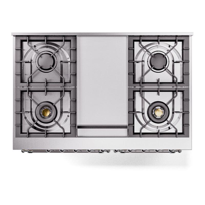 Nostalgie II 40 UPD40FNMPAWC Freestanding Dual Fuel Range with 6 Sealed Burners with Griddle Double Oven with Triple Glass Door with Chrome knobs UPD40FNMPAWCLP