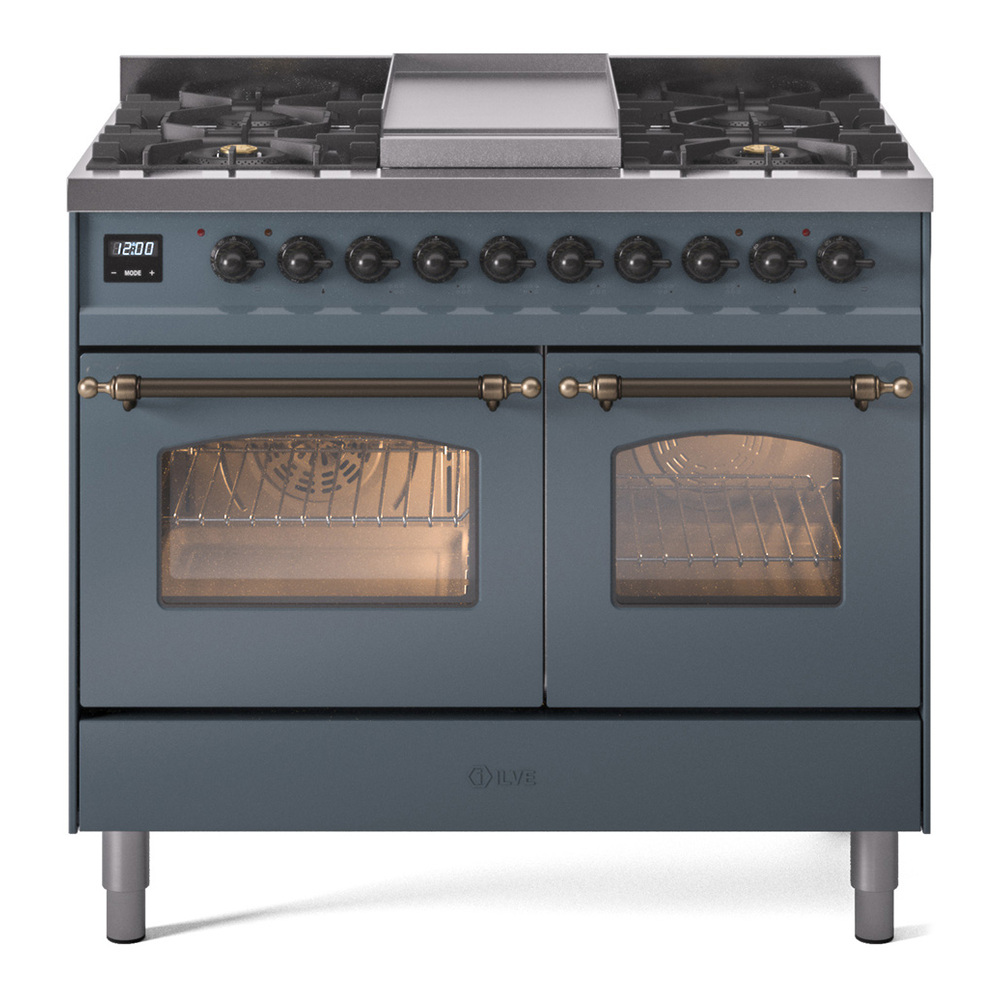 Nostalgie II Series 40 inch Freestanding Dual Fuel Range with Natural Gas, 6 Sealed Burners, Double Ovens, 4.3 cu. ft. Total Oven Capacity, Griddle, Convection Oven, Continuous Grates, Storag