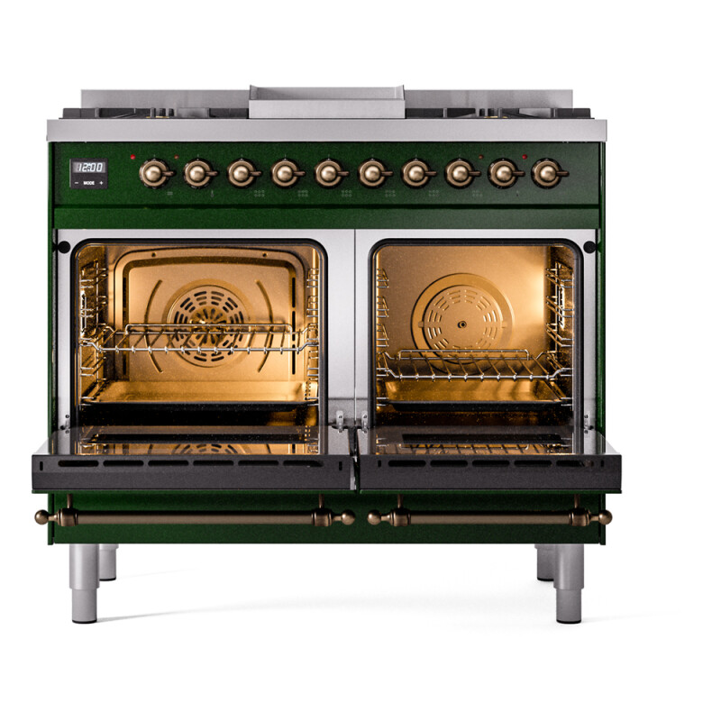 Nostalgie II 40 UPD40FNMPEGB Freestanding Dual Fuel Range with 6 Sealed Burners with Griddle Double Oven with Triple Glass Door with Bronze knobs UPD40FNMPEGBLP
