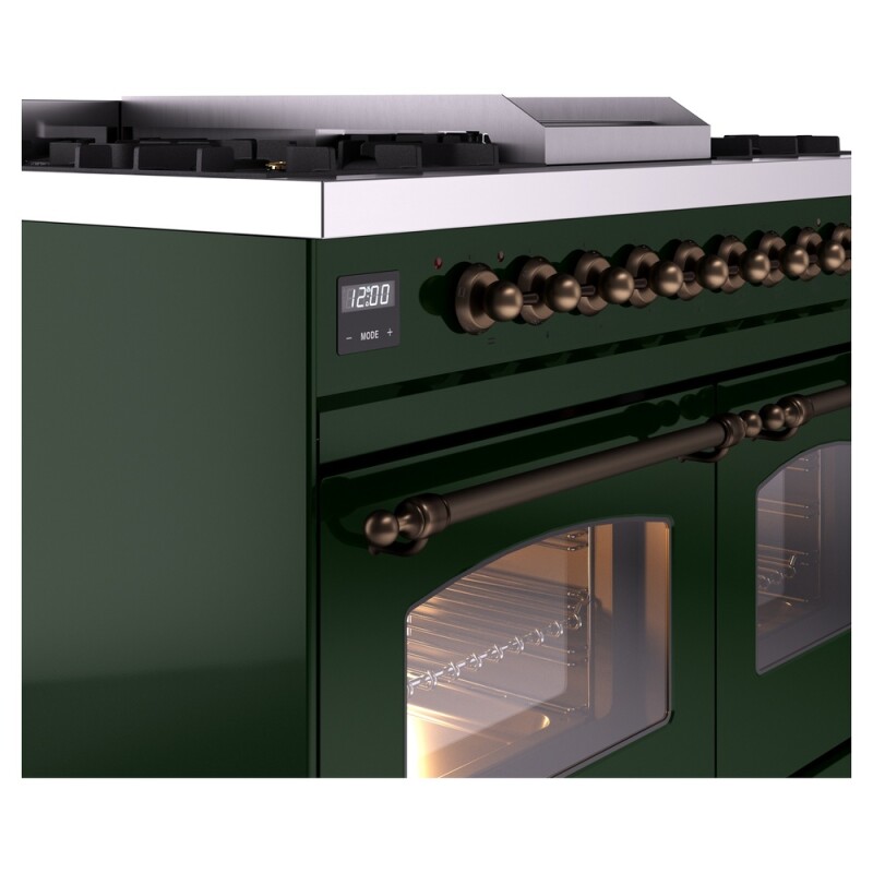 Nostalgie II 40 UPD40FNMPEGB Freestanding Dual Fuel Range with 6 Sealed Burners with Griddle Double Oven with Triple Glass Door with Bronze knobs UPD40FNMPEGBLP