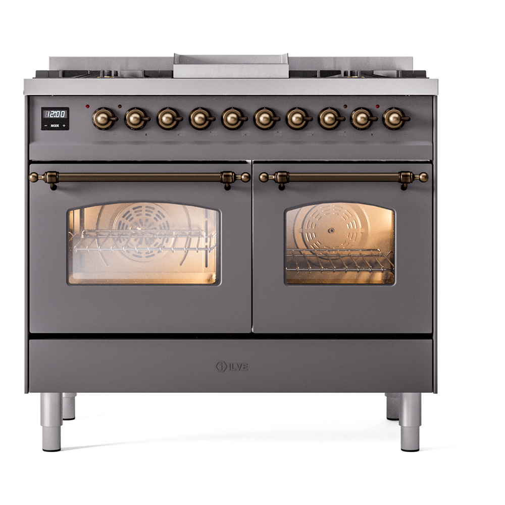 Nostalgie II Series 40 inch Freestanding Dual Fuel Range with Natural Gas, 6 Sealed Burners, Double Ovens, 4.3 cu. ft. Total Oven Capacity, Griddle, Convection Oven, Continuous Grates, Storag UPD40FNMPMGB