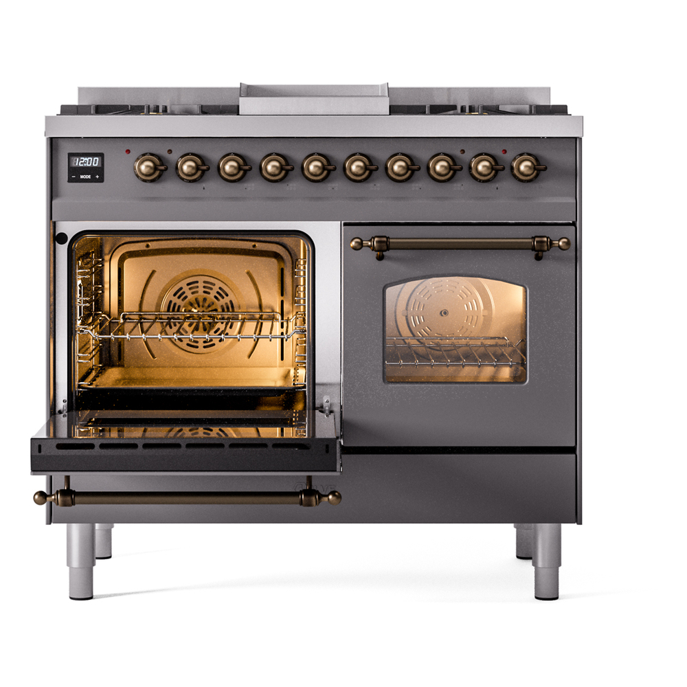 Nostalgie II Series 40 inch Freestanding Dual Fuel Range with Natural Gas, 6 Sealed Burners, Double Ovens, 4.3 cu. ft. Total Oven Capacity, Griddle, Convection Oven, Continuous Grates, Storag UPD40FNMPMGB
