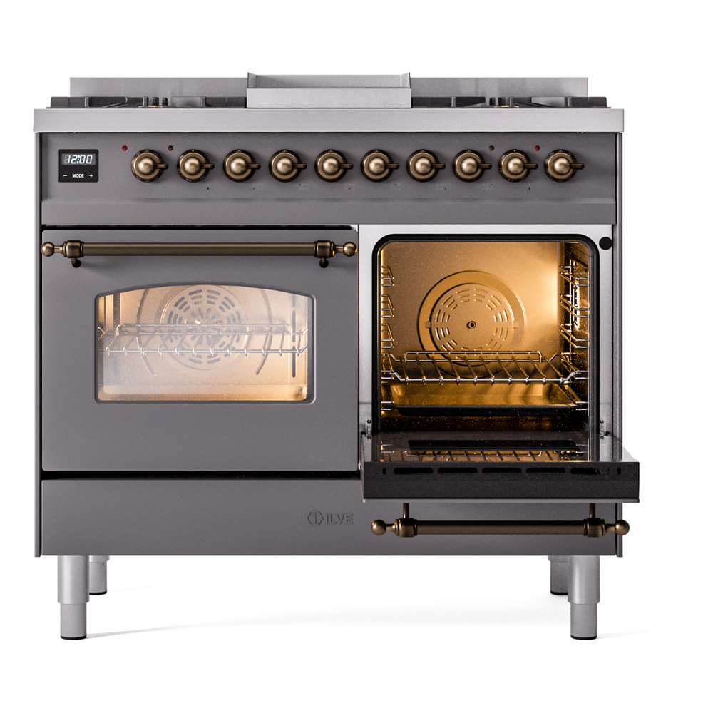 Nostalgie II Series 40 inch Freestanding Dual Fuel Range with Natural Gas, 6 Sealed Burners, Double Ovens, 4.3 cu. ft. Total Oven Capacity, Griddle, Convection Oven, Continuous Grates, Storag UPD40FNMPMGB