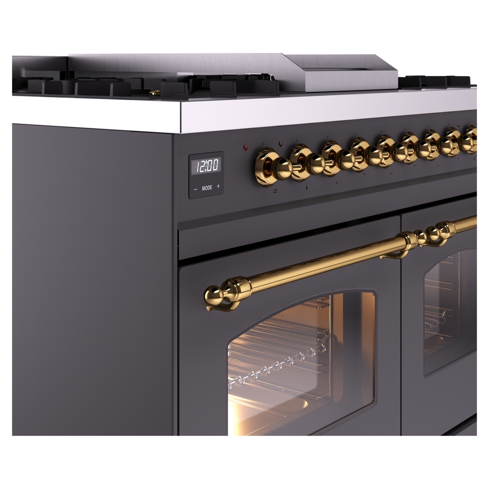 Nostalgie II Series 40 inch Freestanding Dual Fuel Range with Natural Gas, 6 Sealed Burners, Double Ovens, 4.3 cu. ft. Total Oven Capacity, Griddle, Convection Oven, Continuous Grates, Storag UPD40FNMPMGG