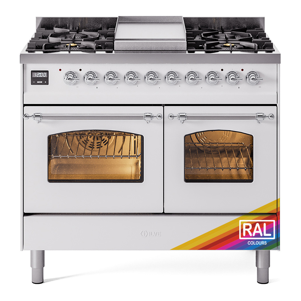 Nostalgie II 40 UPD40FNMPRAC Freestanding Dual Fuel Range with 6 Sealed Burners with Griddle Double Oven with Triple Glass Door with Chrome knobs UPD40FNMPRACLP