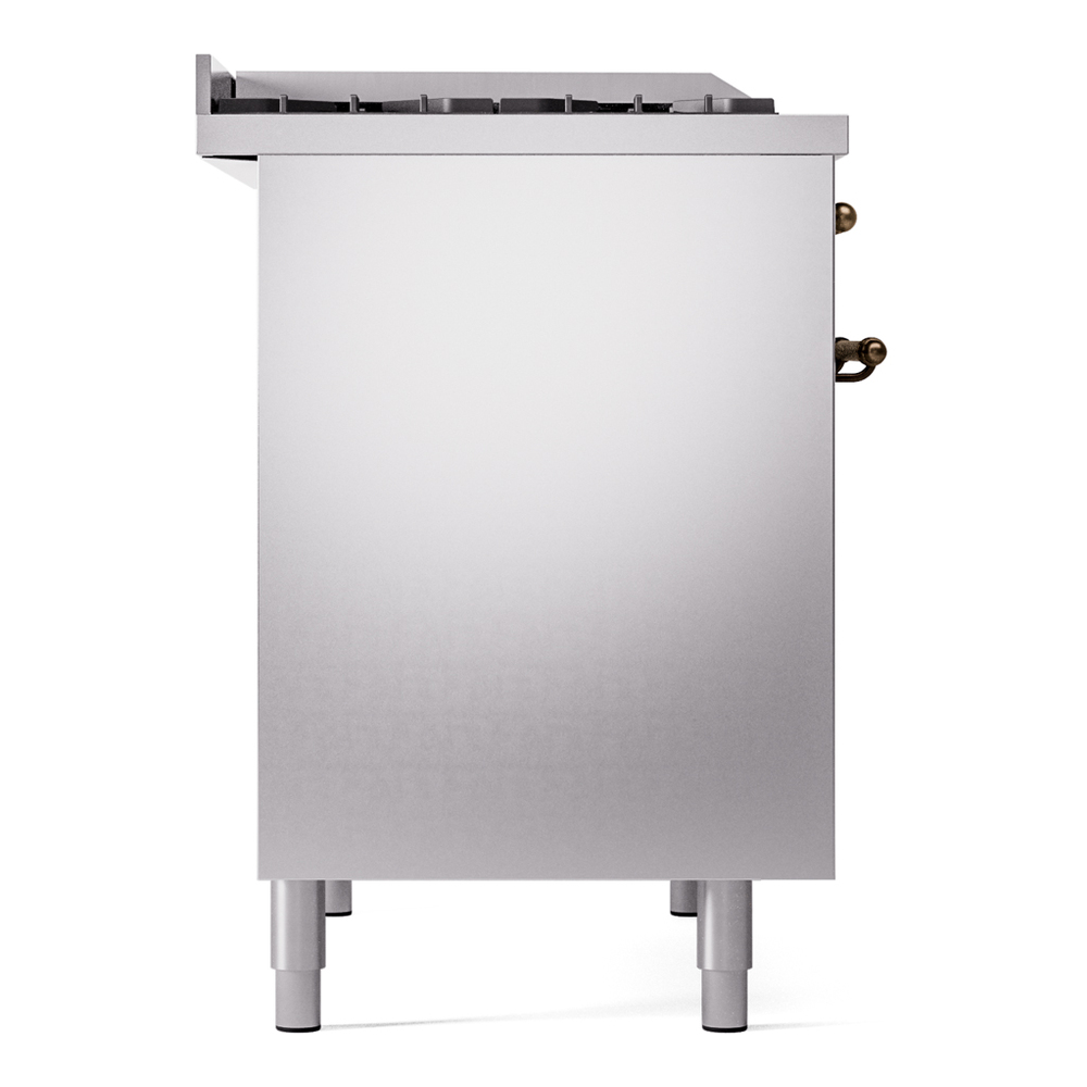 Nostalgie II 40 UPD40FNMPSSB Freestanding Dual Fuel Range with 6 Sealed Burners with Griddle Double Oven with Triple Glass Door with Bronze knobs UPD40FNMPSSBLP