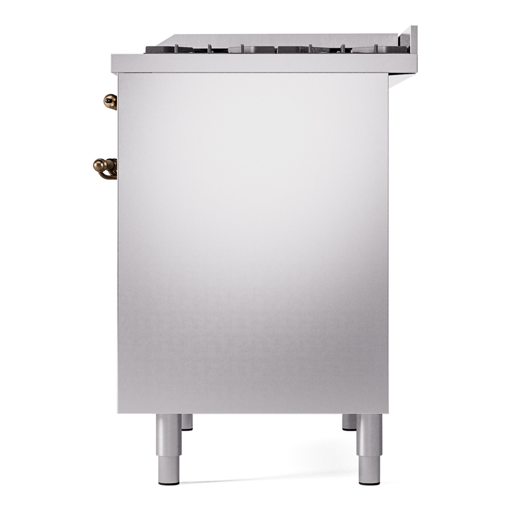 Nostalgie II 40 UPD40FNMPSSB Freestanding Dual Fuel Range with 6 Sealed Burners with Griddle Double Oven with Triple Glass Door with Bronze knobs UPD40FNMPSSBLP