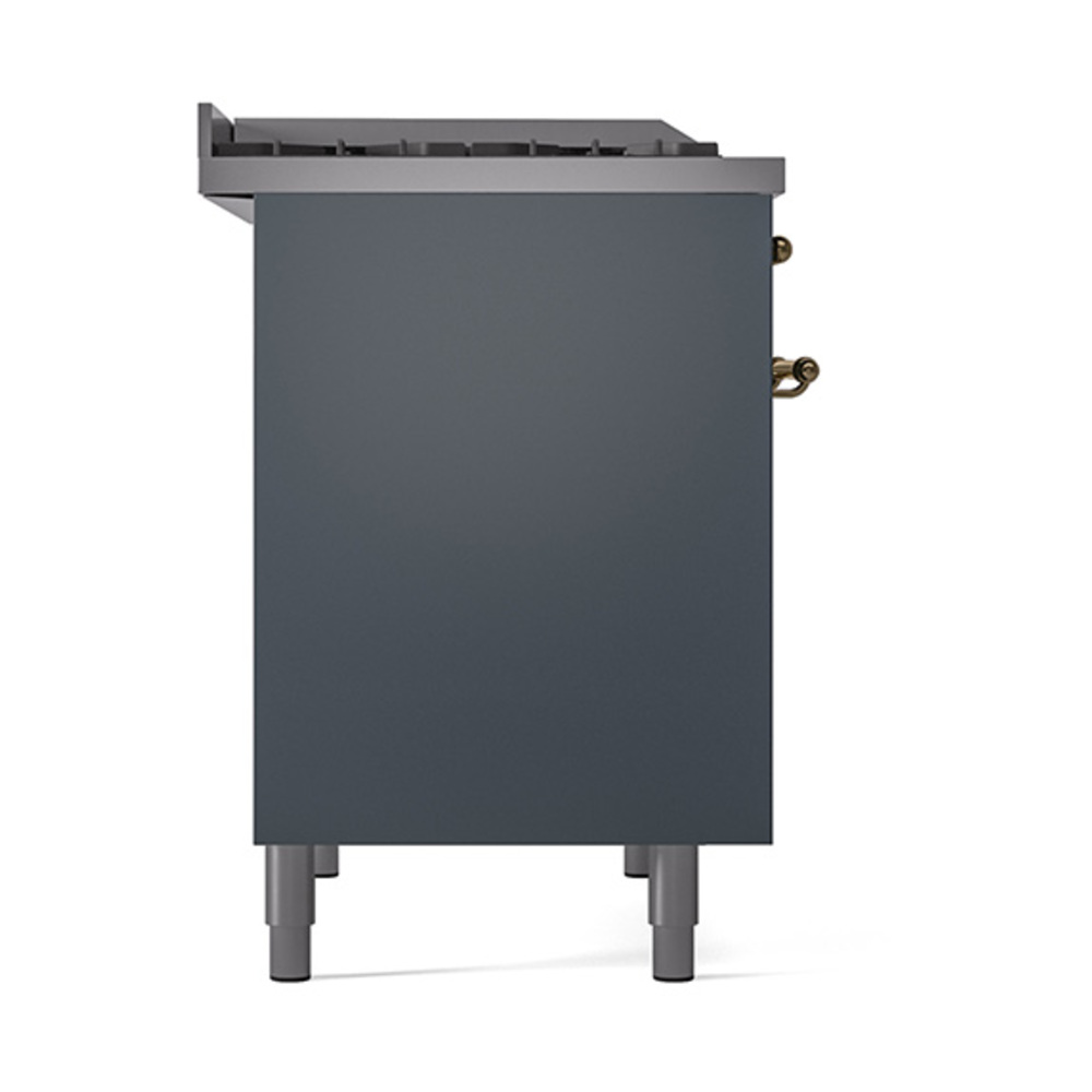 Nostalgie II 40 UPD40FQNMPBGG Freestanding Dual Fuel Range with 6 Sealed Burners with Griddle Double Oven with Solid Door with Brass knobs UPD40FQNMPBGGLP