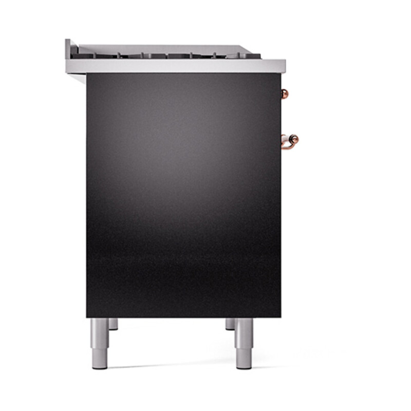 Nostalgie II 40 UPD40FQNMPBKP Freestanding Dual Fuel Range with 6 Sealed Burners with Griddle Double Oven with Solid Door with Copper knobs UPD40FQNMPBKPLP
